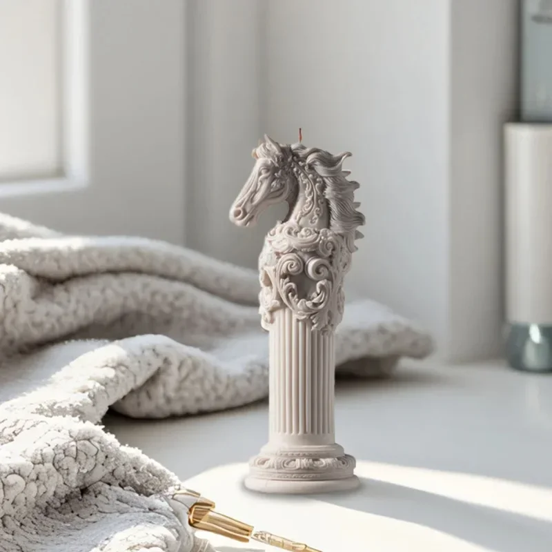 

2026New DIY Horse Totem Cylinder Candle Silicone Mold 3D Classical Running Horse Animal Aromatherapy Gypsum Cement Casting Mold