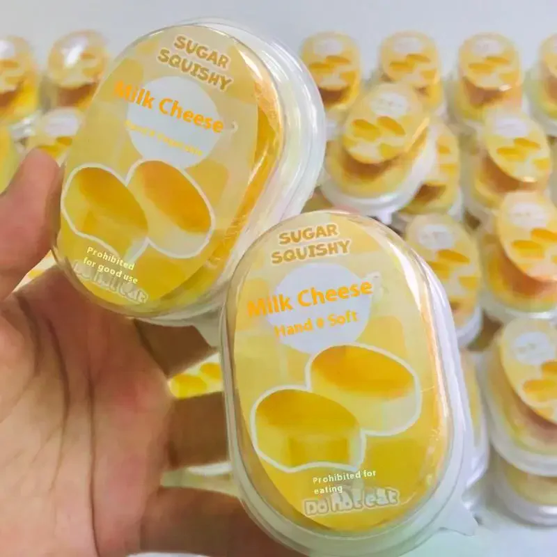 1Pcs Linderung Squeeze Dekompression Langsam Rebound Spielzeug Klebrige Nette Halb Gekocht Käse Druckentlastung Weiche Fingerspitze Spielzeug