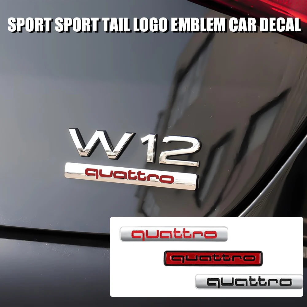 For Audi Sline Quattro A1 S5 A3 A4 RS A5 A6 TT A8 8P Q5 3D ABS Chrome Black Logo Quattro Emblem Car Front Grill Badge Valve Cap