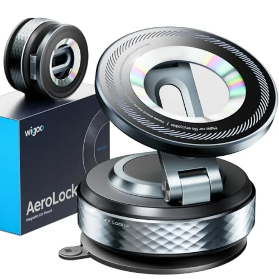 

Vacuum Magnetic Phone Holder for Car for Magsafe [80LBS Suction and 3000gf Magnetic] 360° Adjustable Car Phone Mount for iPhone