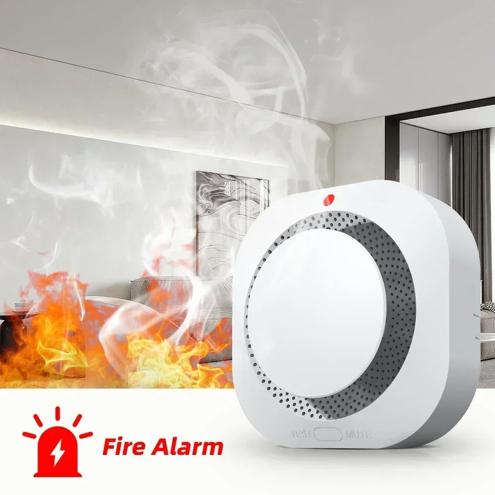 10-Year Lifespan Smoke Detector Alarm 80dB, Low Power & Easy Install for Home/Office Safety