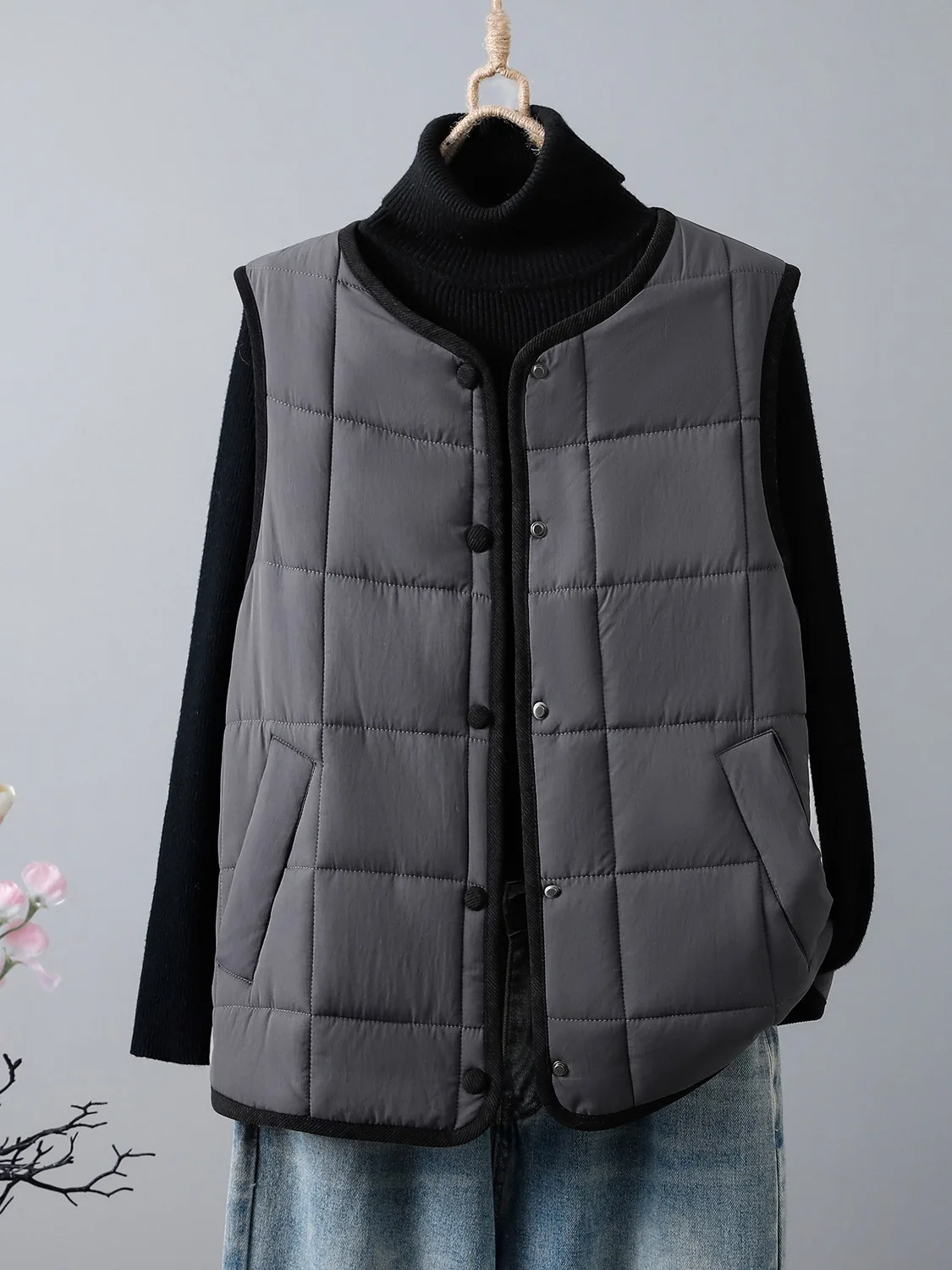 

Легкий хлопковый жилет в стиле ретро, женский зимний повседневный простой теплый хлопковый топ с подплечниками, художественный комплект для поездок на работу