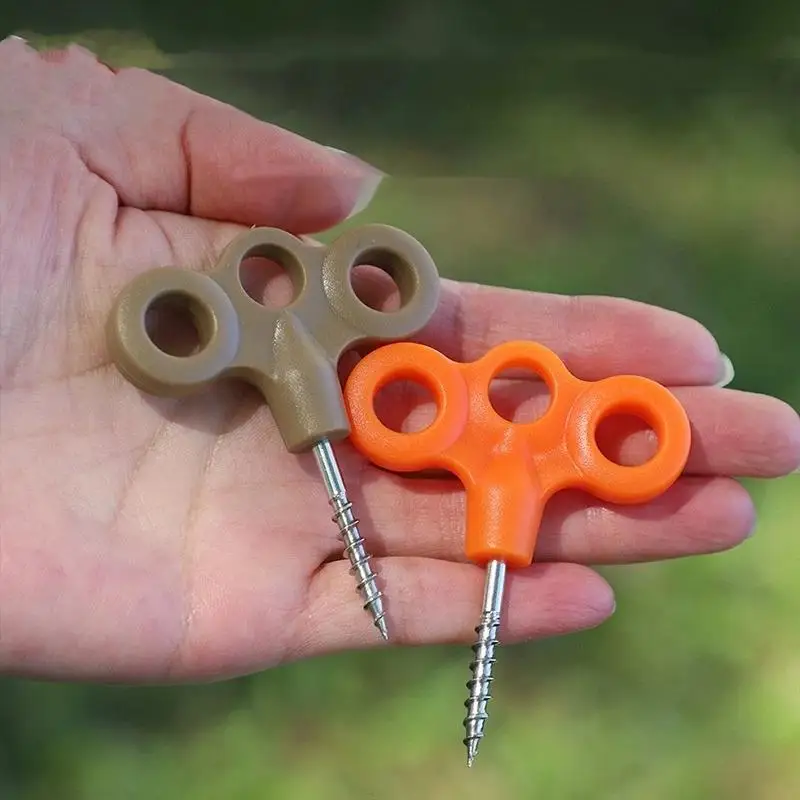6PCS Durable Lightweight Camping Tent Pegs Screw Windproof Rope Fixing Nails for Hiking Climbing Outdoor Adventures