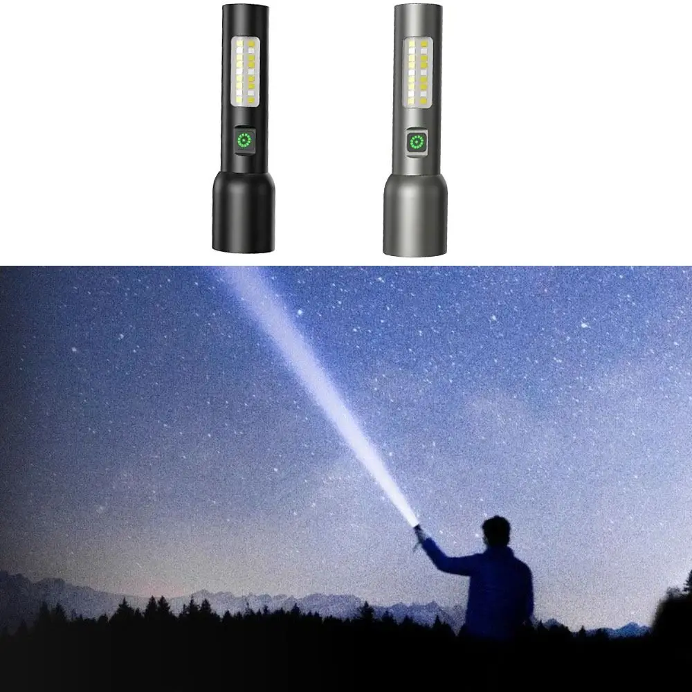 Mini torce LED ad alta potenza con 6 modalità di luci rosse e bianche Lampada zoom telescopica Ricaricabile tramite USB zoomabile