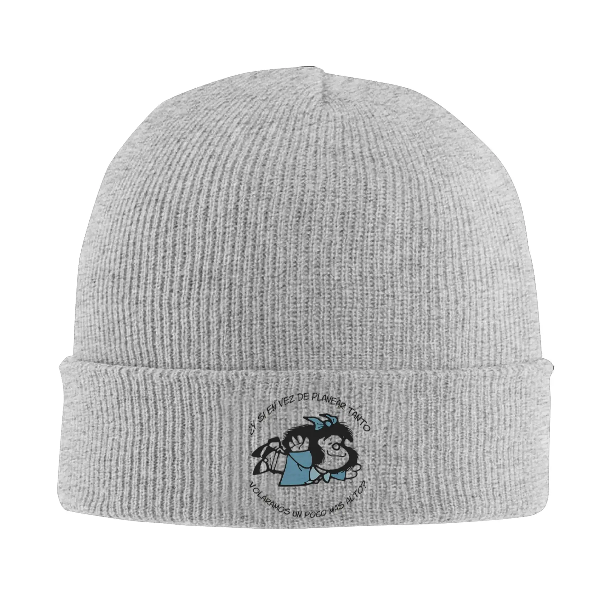 Funny Mafalda  Hat Autumn Winter Beanies Ski Comic Ulzzang Cartoon Kawaii Caps Unisex Acrylic Knitted Hat