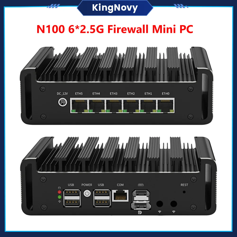 12th Gen Intel N100 Firewall Router 6* i226-V Fanless Mini PC DDR5 Max16GB RJ45 COM Industrial Computer pfSense OPNsense PVE