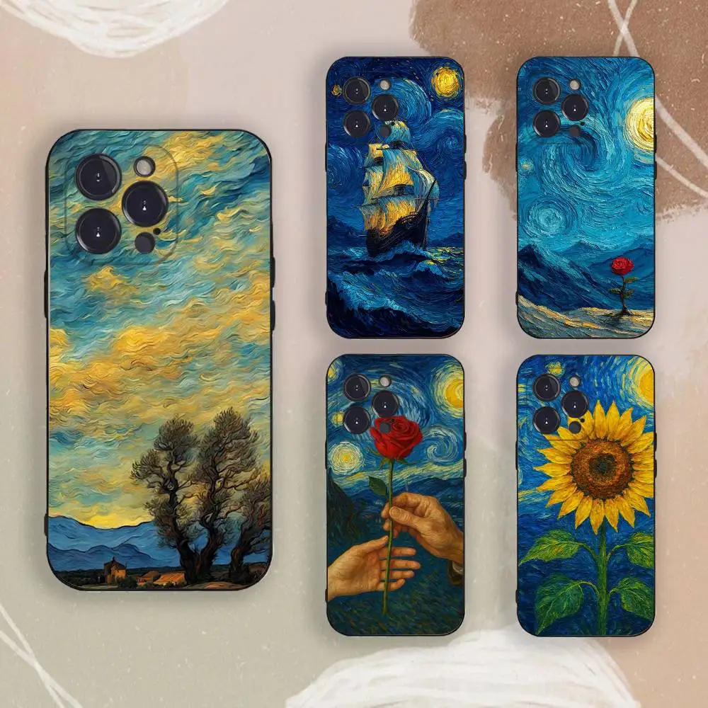 

V-Van Gogh Phone Case For iPhone 17 16 15 14 13 12 11 PRO MAX TPU Soft To Skin-friendly Cover