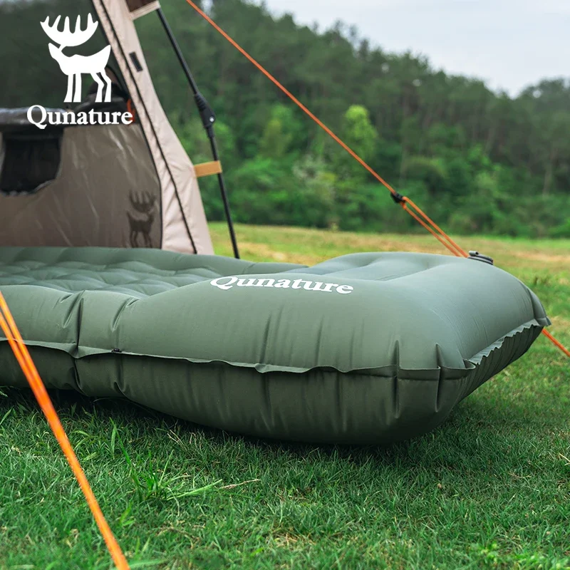 Qunature Outdoor Camping Inflatable Mattress Sleeping Mat Thickness Folding Portable Hiking Travel Inflatable Bed Air Mattress