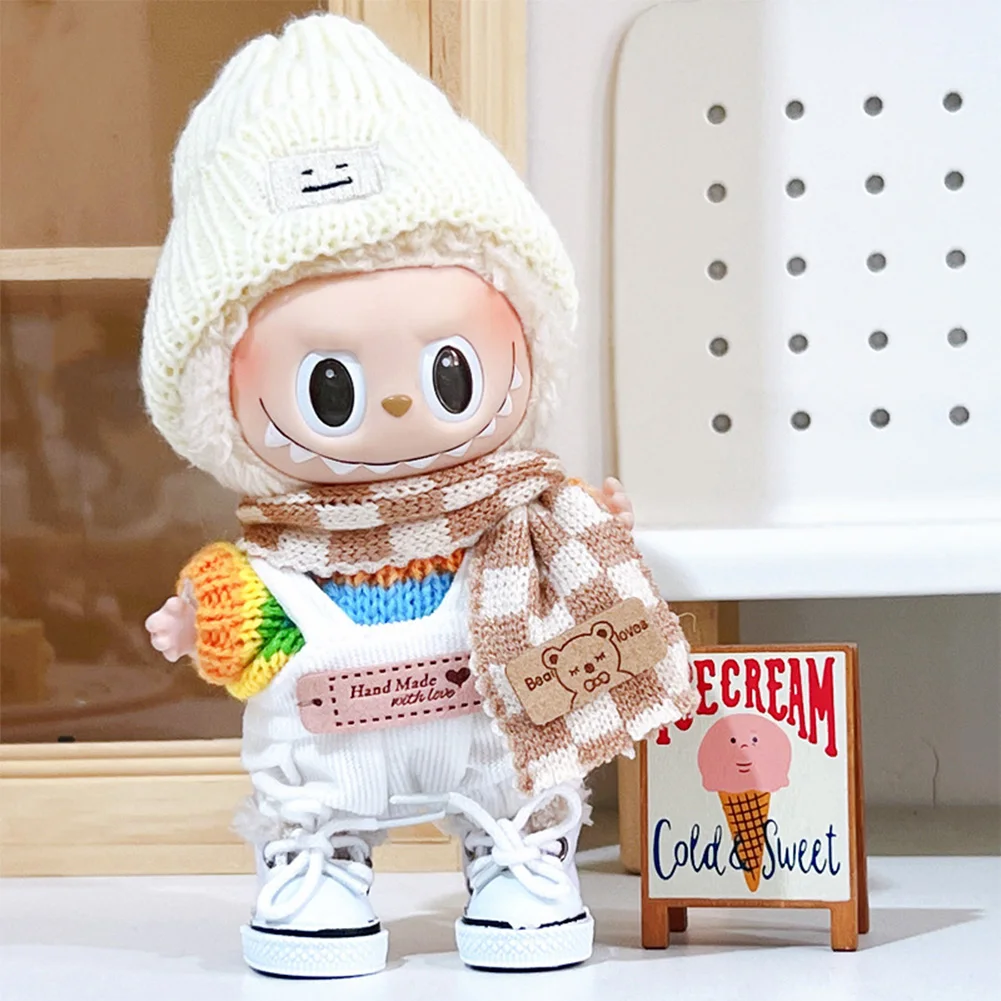 For 17cm Labubu Doll Clothes Fashion Clothes Hoodies Color Match Hoodies Dolls Accessories laububu Ropa