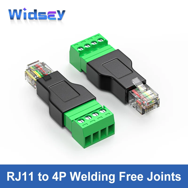 RJ11 to 4pin Terminal Solderless Phone Crystal Head 6P4C Pressure Free Joint rj11 Quick Docking Network Conversion Connector