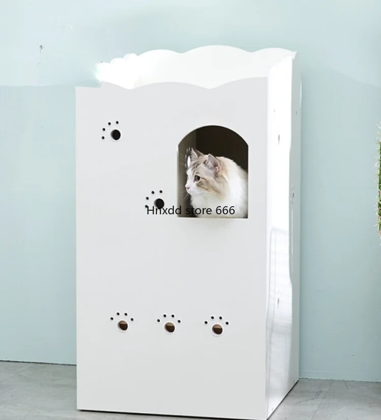 Wooden large deodorizing fully enclosed cat litter box anti-splash