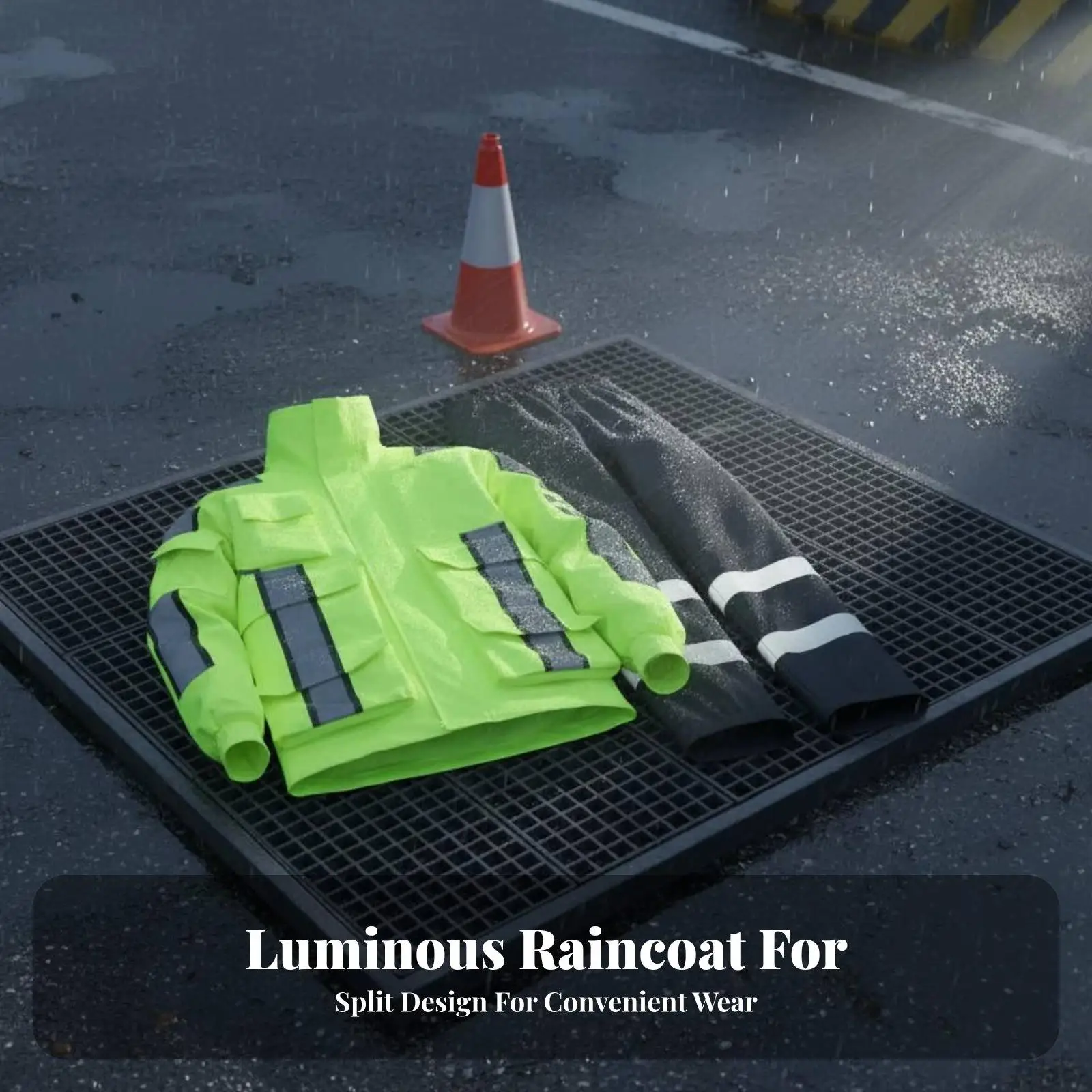 Reflective Rain Suit Waterproof Windproof Bright Visibility for Night Work