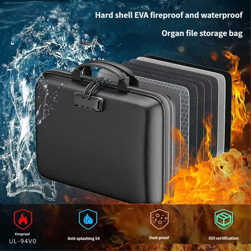 

Fireproof Portable Accordion File Organizer Hard Shell Waterproof Case With Handle For Office Travel Students Back To School
