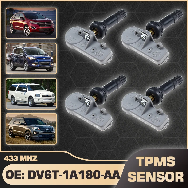Sensor de pressão dos pneus do carro DV6T-1A180-AA TPMS para Ford Edge Escape Expedition 2005-2008 Explorer 2010-2017 433 MHz