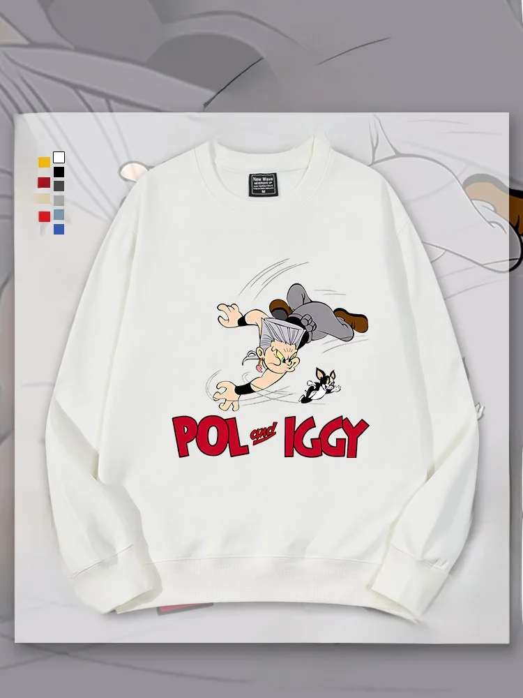 

Свитшот с мультяшным принтом, повседневный, свободного кроя, молодежный, из хлопка и полиэстера, с круглым вырезом, не требует глажки.