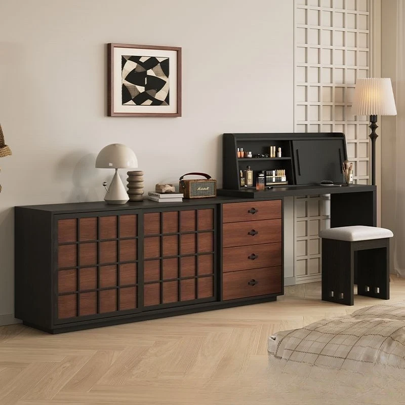 Bedroom dresser, chest, integrated bedside, multi-functional, corner dressing table