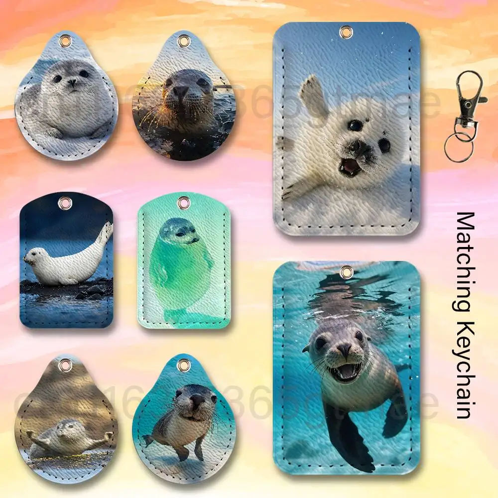 S-Seal Sea Wholesale PU Leather Card Cover 3 Styles Available Teardrop Long Small Rectangle Keychain