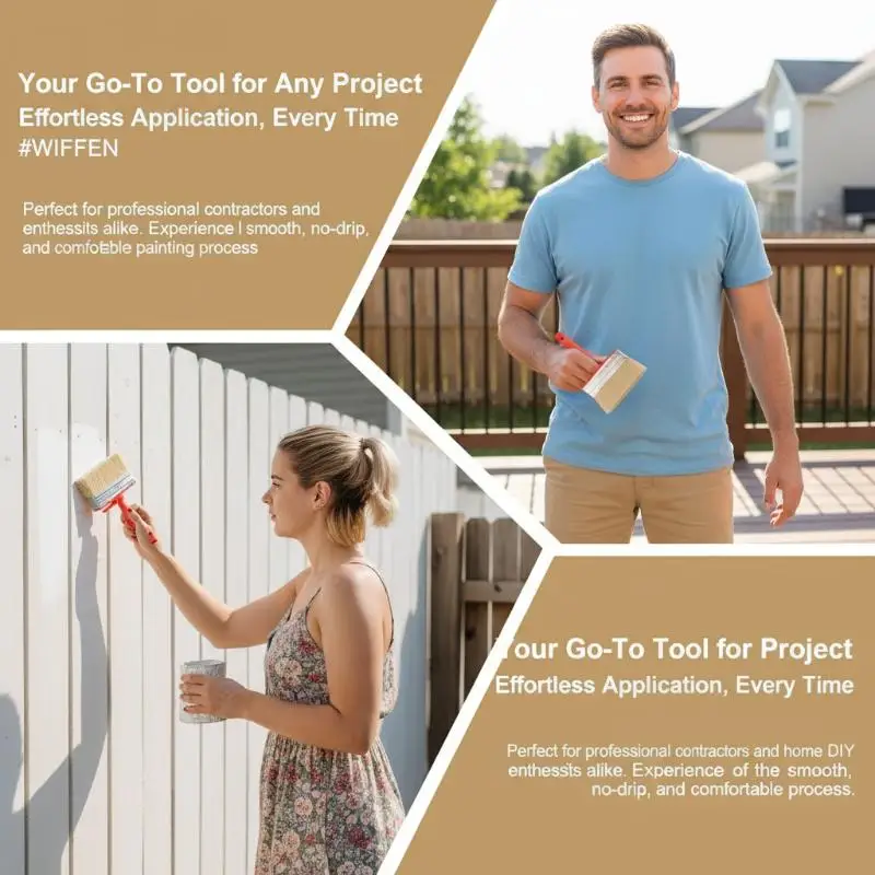 Flat Wall Paint Brush 1pc Smooth Head Lightweight Labor Saving for DIY Limewash Room Painting