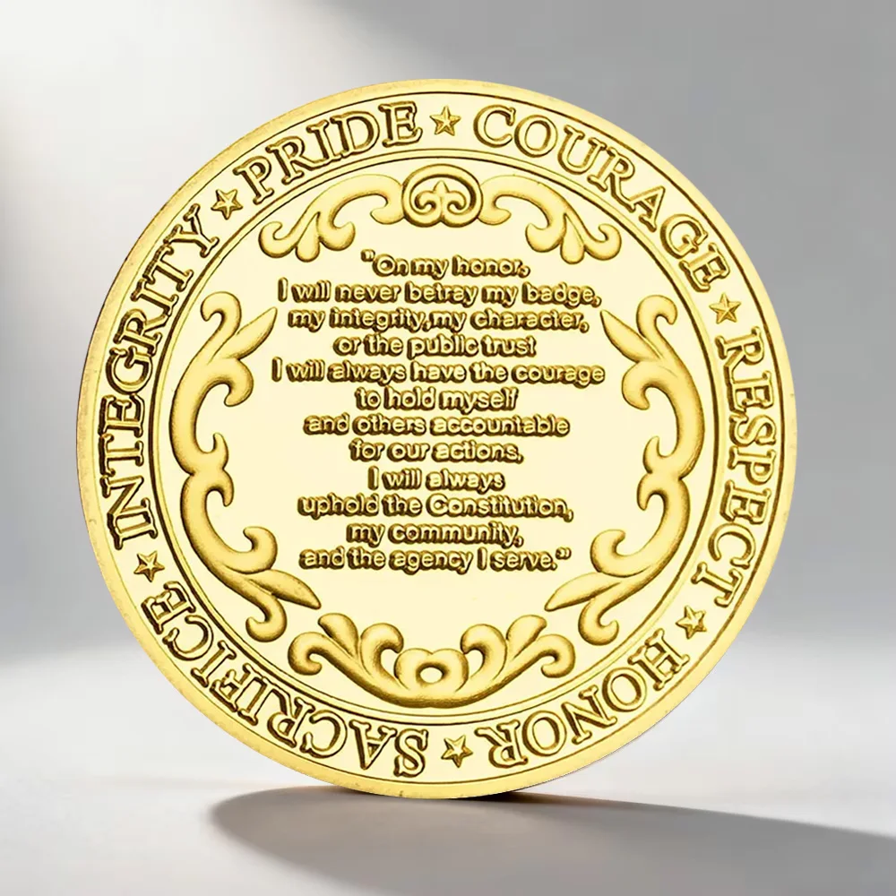 Bless The Police Honor Gold Plated Souvenir Coin Good Will Triumph Over Evil Commemorative Coins Home Decoration