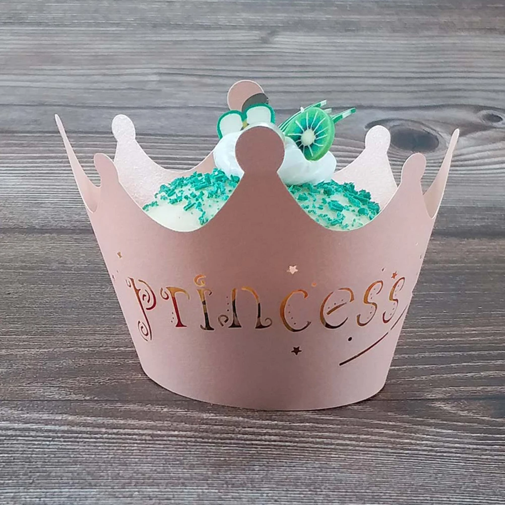 

24 Pcs Cake Wrapping Cupcake Wrapper Decor Crown Wraps Lace Decoration Hollow Out