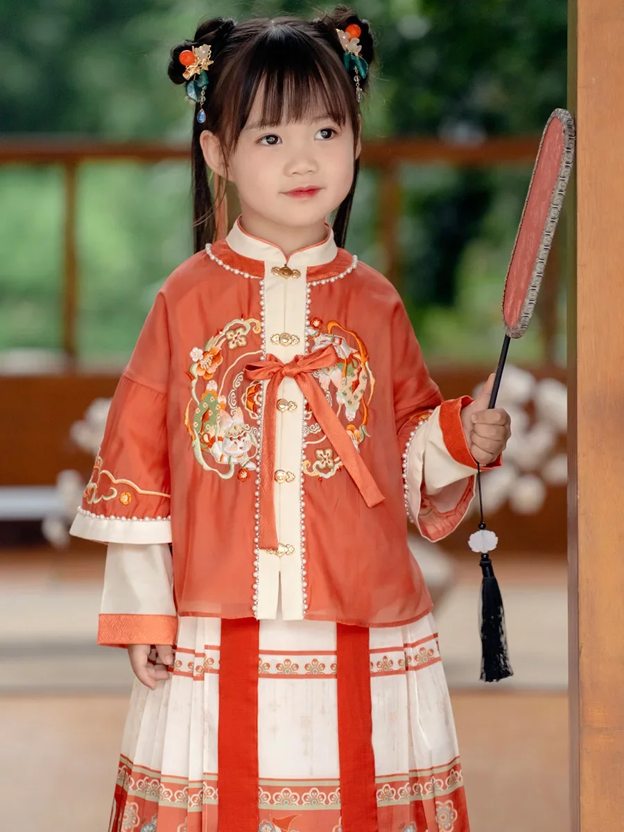 

Hanfu Girls Autumn Clothing Girls Antique Suit Baby Super Immortal Tang Clothing Chinese Style Antique Clothing