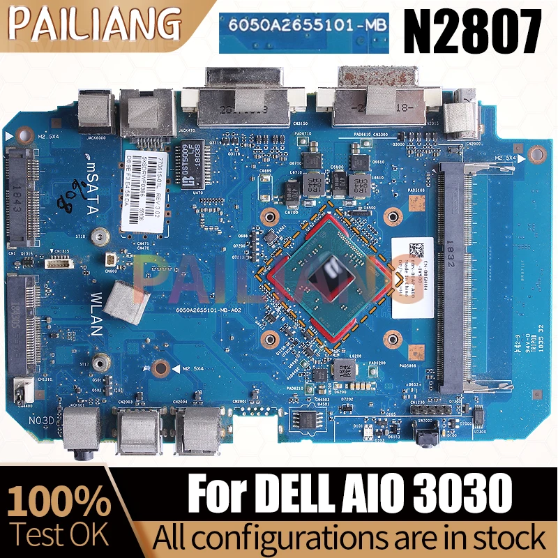 For DELL AIO 3030 Notebook Mainboard 6050A2655101 SR1W5 N2807 03XY2T 0HMMGK All-in-one Mainboard Full Tested