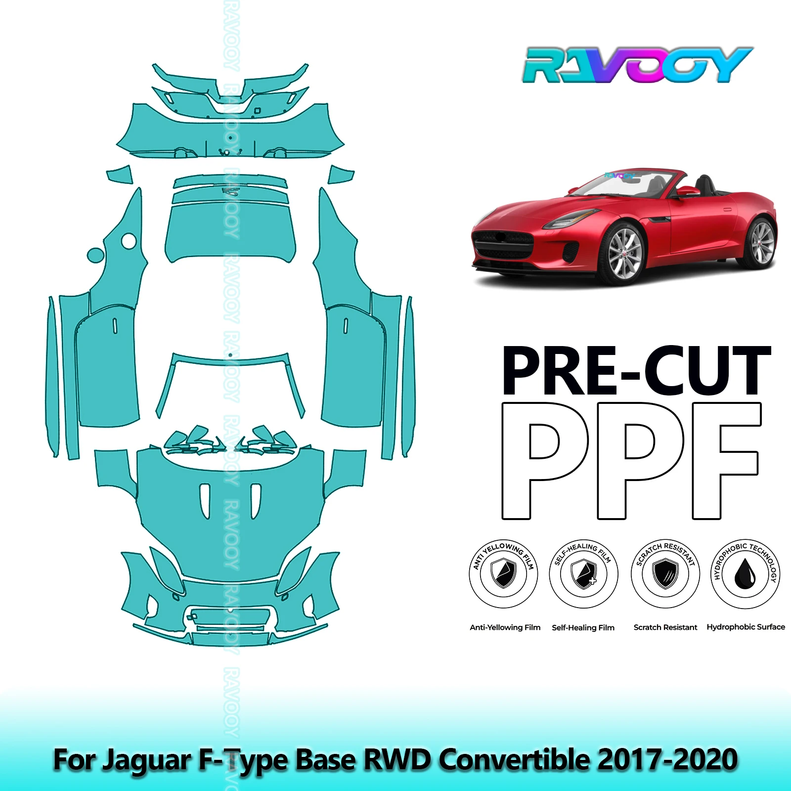 

8.5Mil Precut PPF Paint Protection Film Full Vehicle For Jaguar F-Type Base RWD Convertible 2017-2020