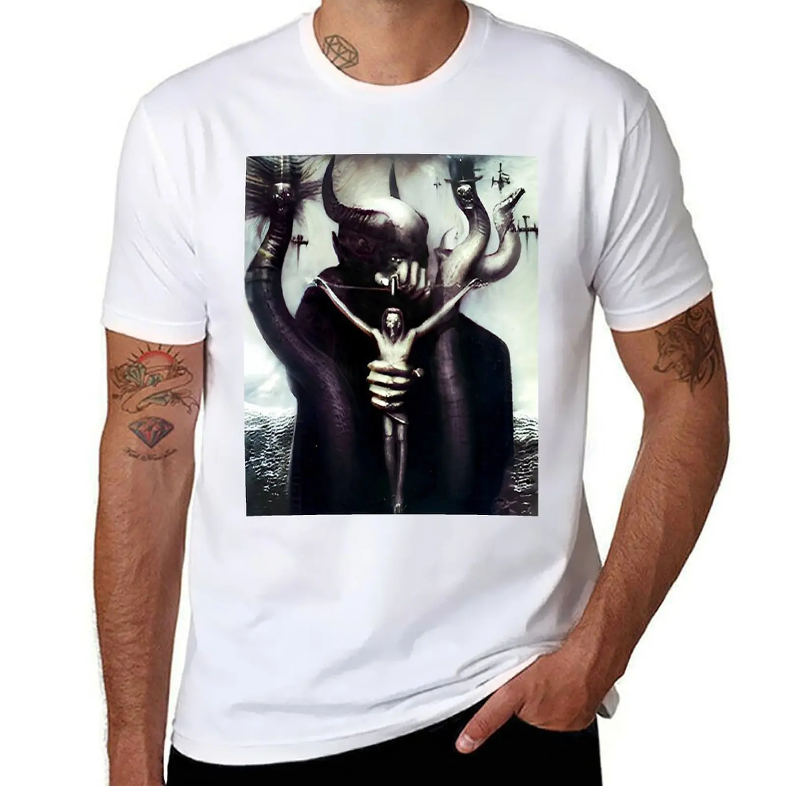 

HR Giger Satan T-Shirt cotton t shirt man t shirts with prints T-Shirt