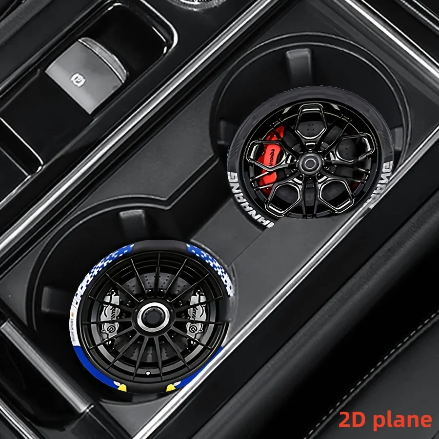 4-Piece Set of Randomly Designed 2D Flat Car-Style Mechanical Cup Coasters, Universal for Various Car Cup Holders, Mechanical Cool Racing Wheel Hub Design, a Must-Have for Cars, Stylish Cup Coasters, Great Gift Item