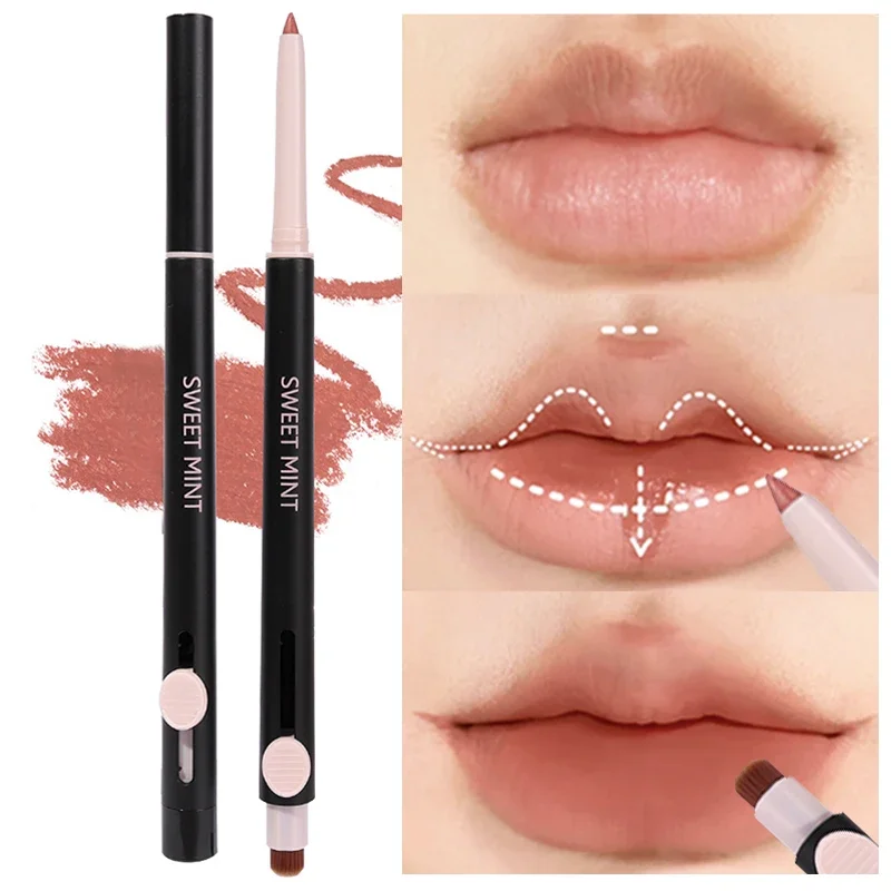 Lápis 3D Velvet Matte Lip Liner, impermeável, duradouro, lábios naturais de contorno, caneta de batons, copo antiaderente, maquiagem de lábios cosméticos