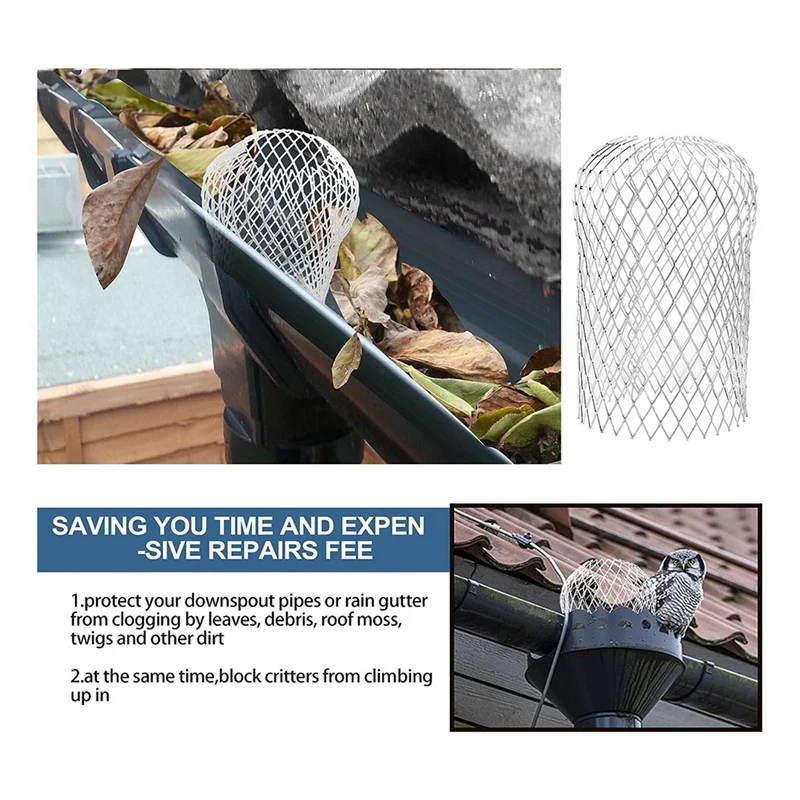 8 Pcs Expandable Leaf Strainer Gutter Screen Covers Down Pipe Protectors 12 X 17Cm