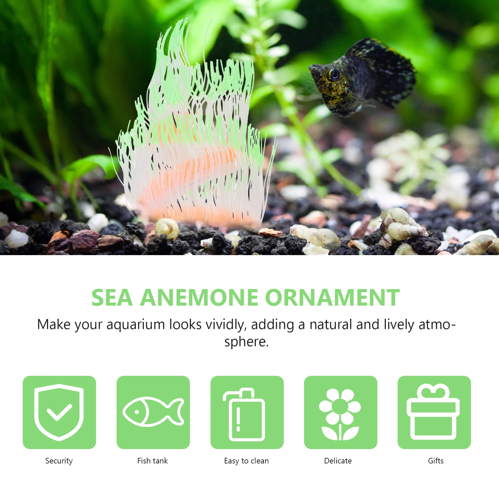 

Anemone Coral Decoration Fish Tank Decorations Silicone Sea Statue Sculpture Ornament