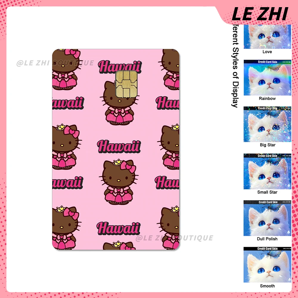 Sanrio Cartoon Black Skin Hello Kitty Bank Card Bus Metro Waterproof Sticker Anime Diy Shining Rainbow Star Love Film Sticker