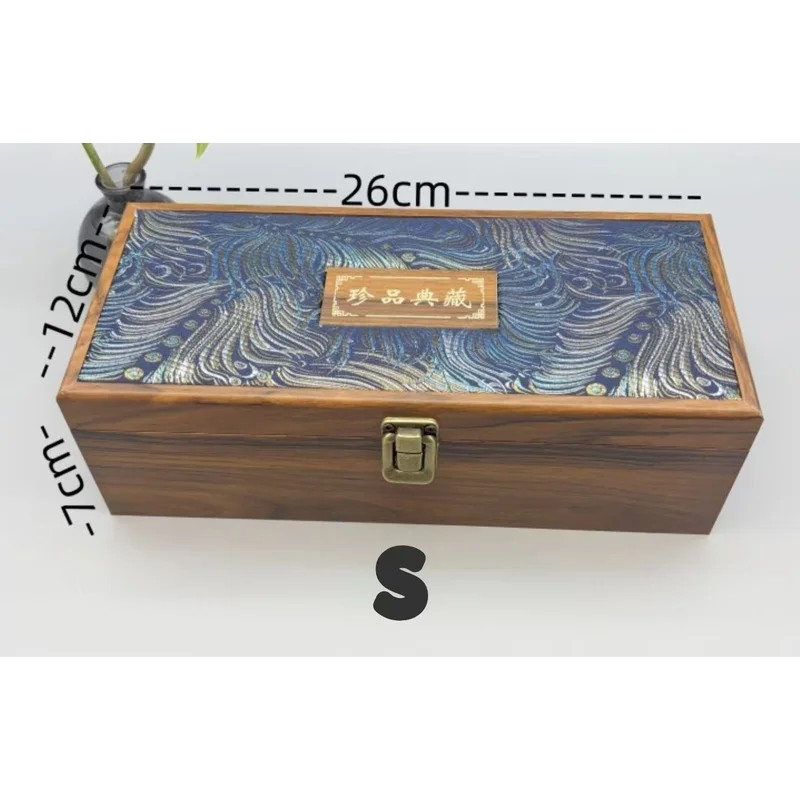 Rectangular Antique Style Imitation Rosewood Ruyi Wooden Packaging Box Scroll Gift Box Scholar Ornaments Embroidered Brocade Box