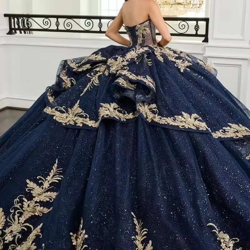 Discover the Elegance of Navy Blue with Gold Dresses for Quinceanera and  Special Occasions