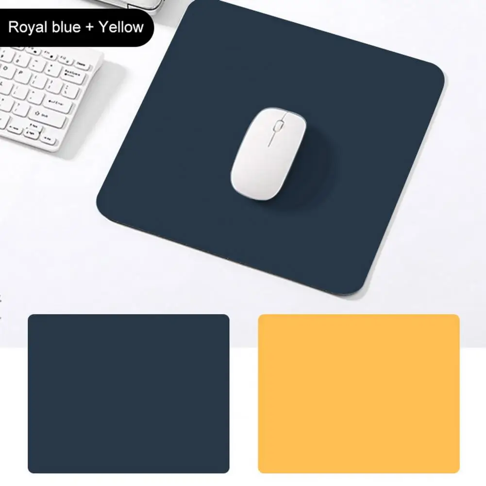 Computer Mousepad Double-sided Square Small Waterproof Thickened Non-slip Faux Leather Solid Color Laptop Mouse Mat Computer Acc