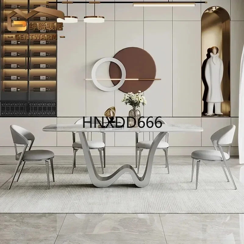 Elegant Minimalist Dining Table and Chair Set, High-Quality Rock Plate for Small Spaces, Perfect for Modern Restaurants
