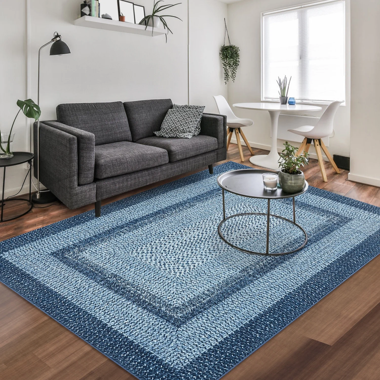 Alfombra de área para sala de estar, alfombra estampada trenzada para dormitorio, alfombra grande lavable a máquina para pasillo y cocina