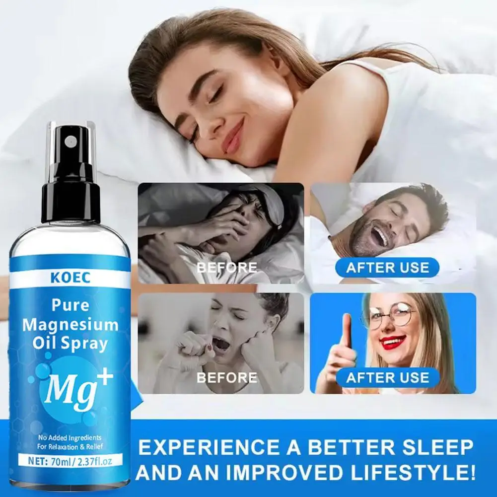 

70ml Organic Magnesium Oil Spray Promote Calm Better Sleep Relaxation Nourishing Smoothing Soften Relieve Muscle Body Care