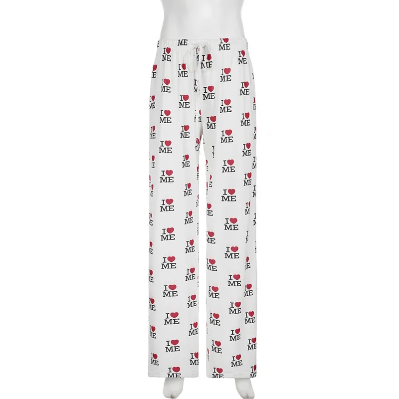 

Summer casual set with printed letters, strapless top, loose pants, two-piece set, pajamas, home clothes, women's clothing