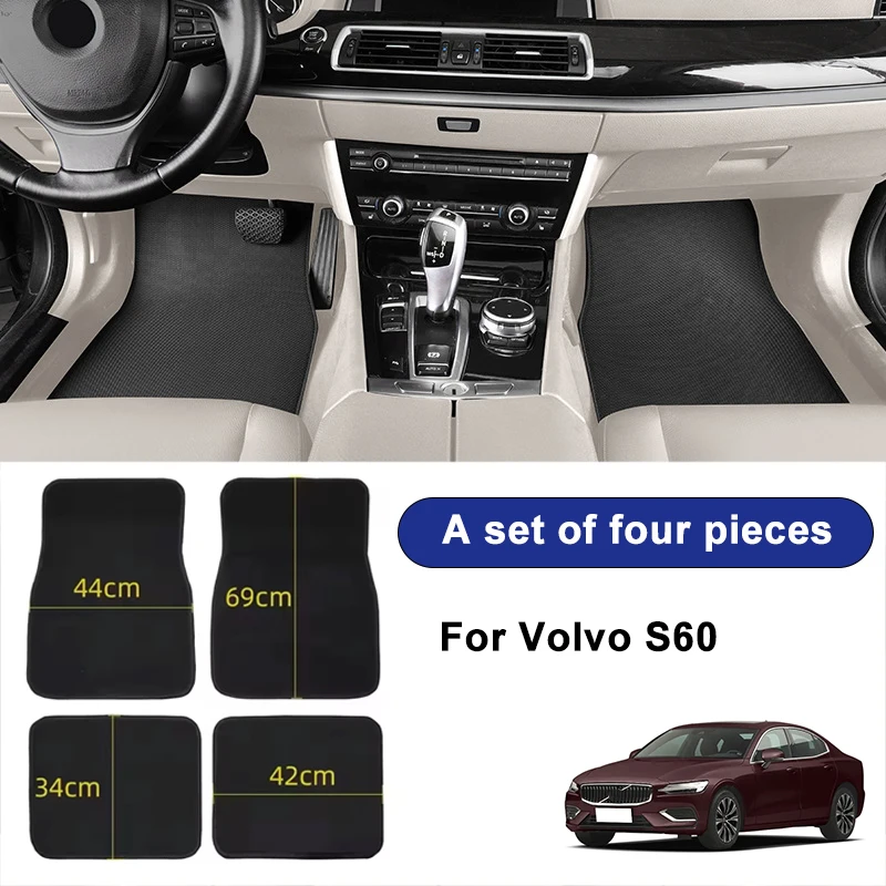 

For Volvo S60 Car Floor Mats Black Non-Slip 4Pcs Front & Rear Foot Mats Carpets Rugs Auto Interior Accessories