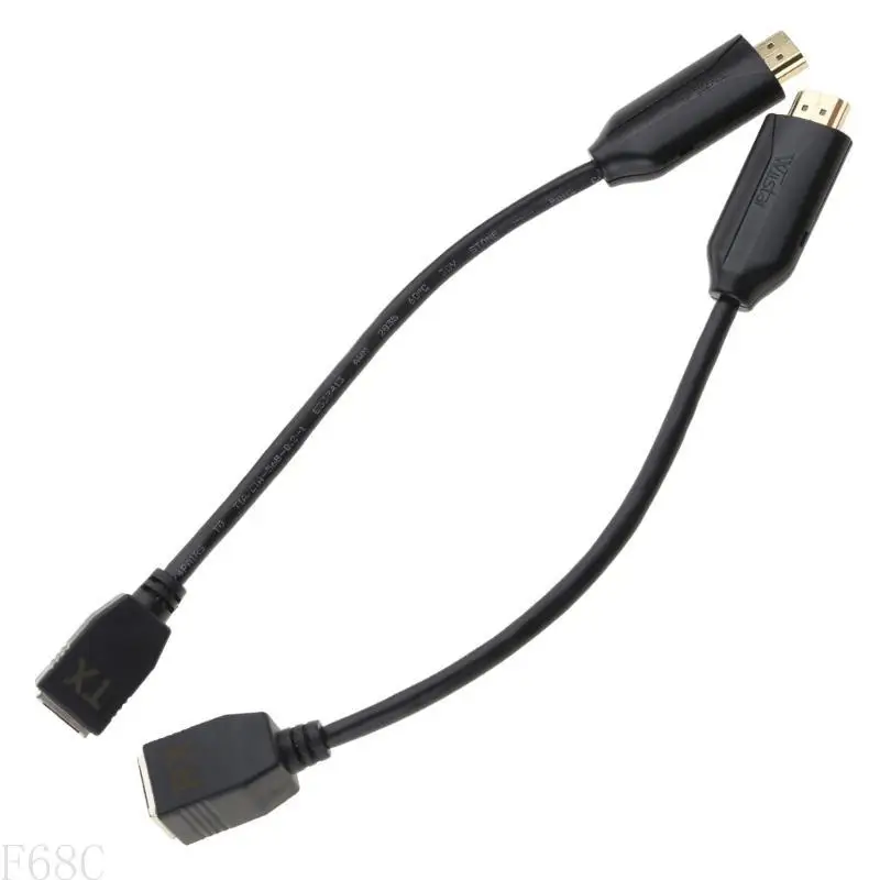 F68C 1 Пара Адаптер удлинения видео HDMI-совместимый RJ45 LAN-Ethernet Extender RX Самка с силовым кабелем 8.9in