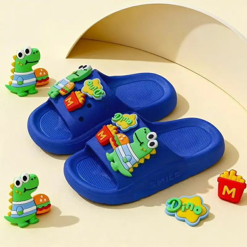 

Детские тапочки, летние, дышащие, с мультяшным декором, подходят для использования в ванной комнате, с мягкой подошвой, противоскользящие, с мультяшными рисунками.