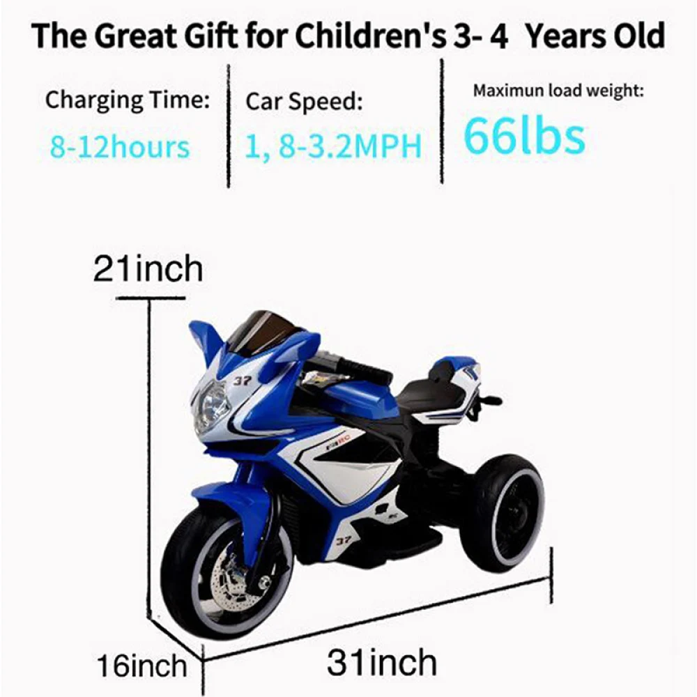 Motocicleta eléctrica para niños de 6V/motocicleta de juguetes para niños pequeños/coche eléctrico para niños/paseo eléctrico en motocicleta para niños de 3-4 años