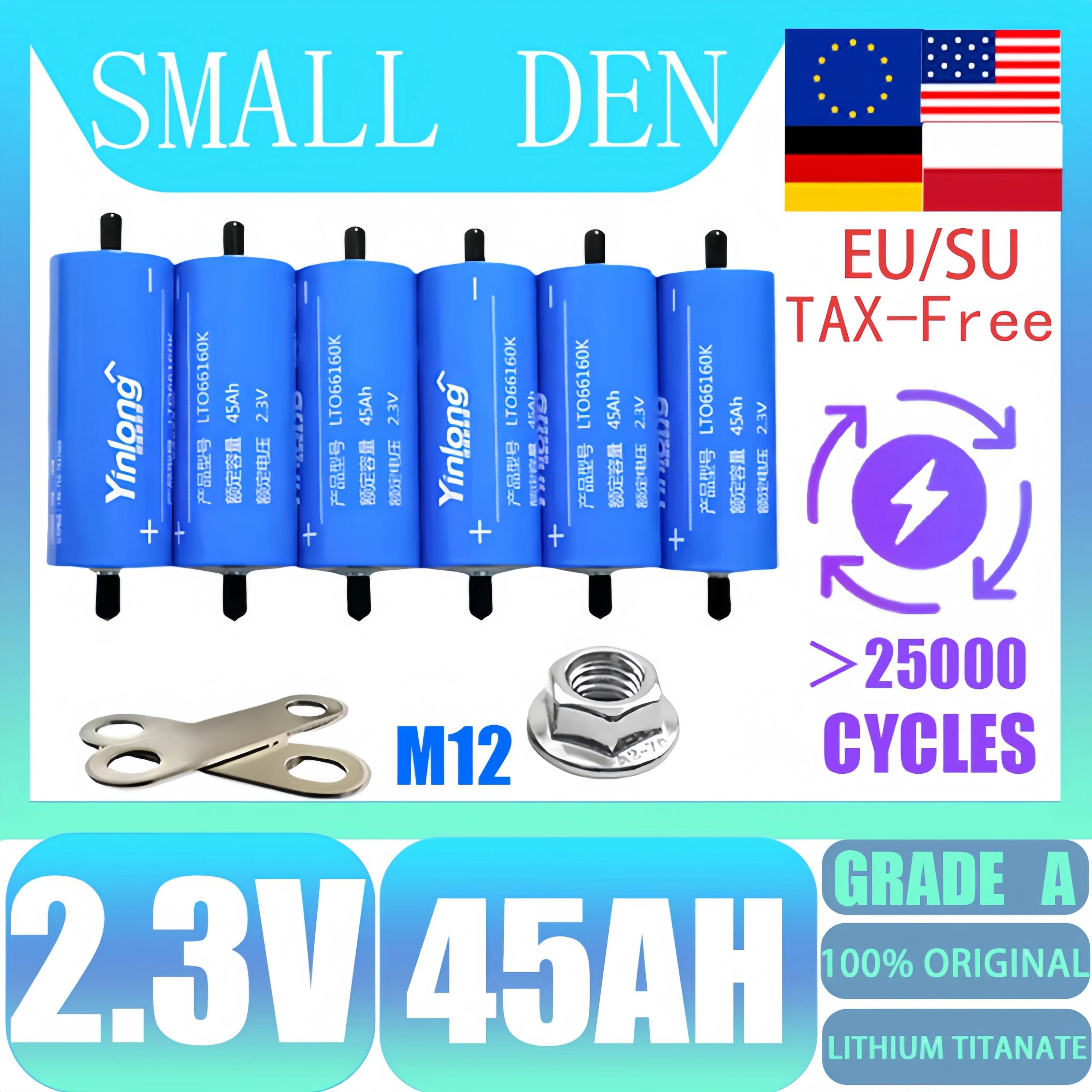 

1-36pcs Original Yinlong 2.3V 45AH Lithium Titanate Battery LTO66160 10C 24V 48V RV Audio Start Rechargeable Battery Duty Free