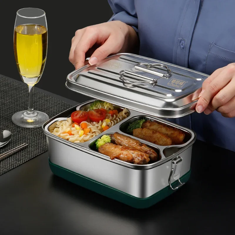 304 Stainless Steel Lunch Box Sealed And Anti Overflow 2-Layer Bento Box Convenient Large Capacity Canteen Lunch Box With Lid