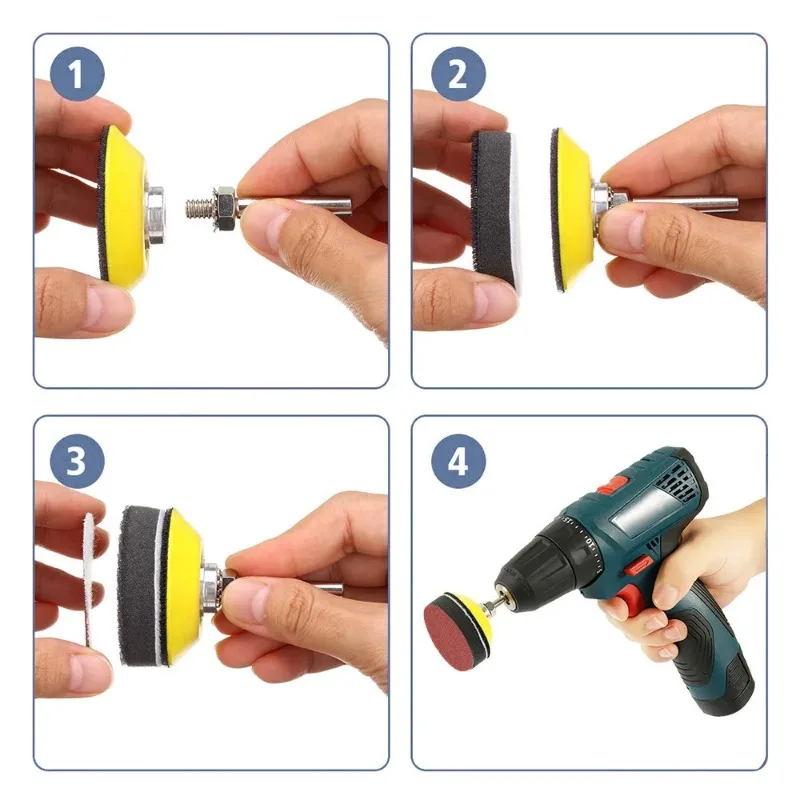 123 pces 50mm variedade de lixa 60-3000 grit lixa disco almofada conjunto 2 Polegada para moedor de broca ferramentas rotativas com almofada pólo de disco