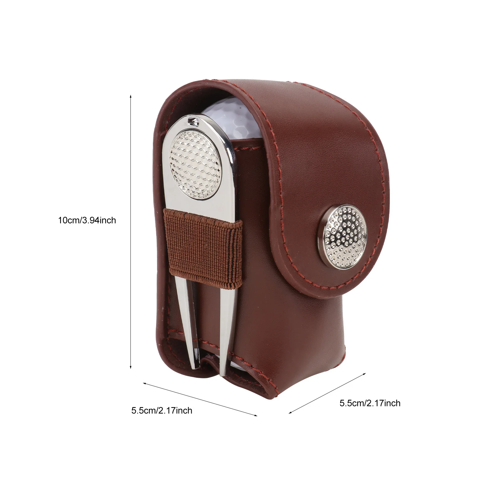 حامل كرة الجولف البني، مشابك حقيبة للحزام، إغلاق آمن، يحمل كرتين، أداة مثالية للهدايا #2