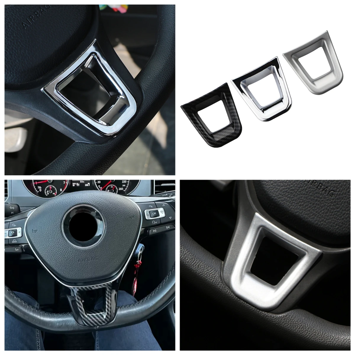 

ABS Chrome Car Steering Wheel Panel Decoration Cover Trim Sticker for Volkswagen VW Golf 7 MK7 7.5 2013 - 2019 Stickers