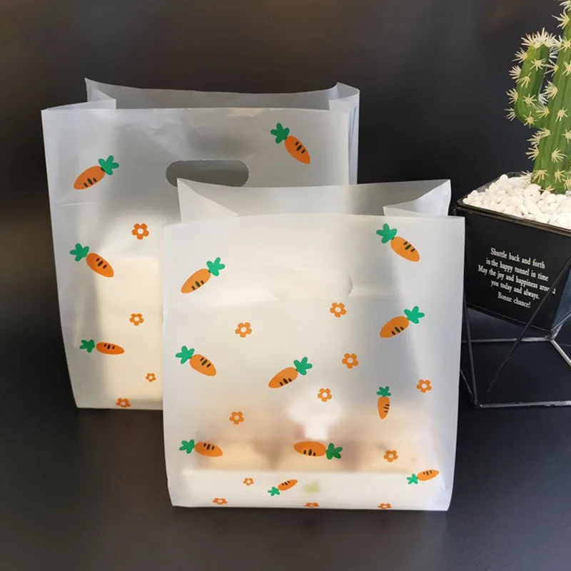 

50Pcs Cute Carrot Plastic Gift Bag Handheld Christmas Party Gift Bag Dessert Food Candy Cake Packaging Bag